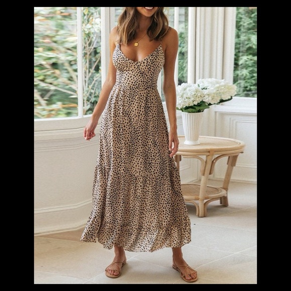 The Posh Petal Dresses & Skirts - 🌟HOST PICK🌟Boho Leopard print lace up maxi,L